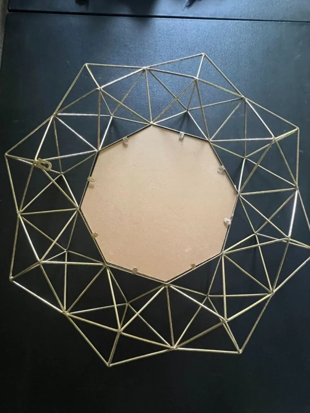 Geometric Gold Frame Mirror With Art Deco Octagon Design 24